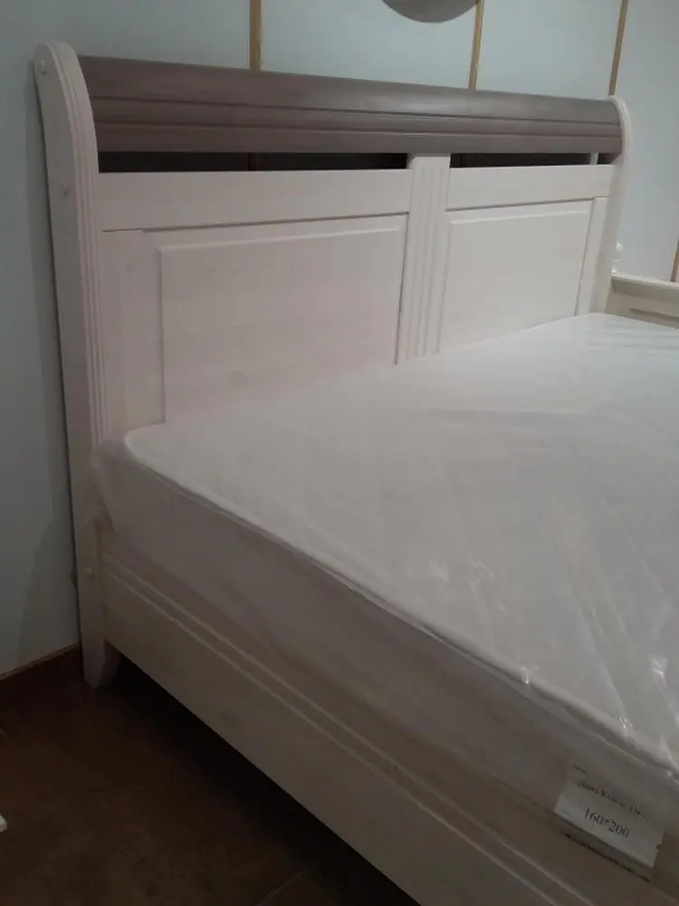 Кровать из массива сосны Бейли 1600х2000 без изножья белый воск