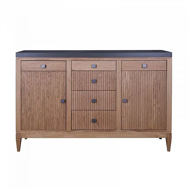 Комод с 6 ящиками из дуба Фокстрот 326B рельеф (дуб натуральный/бетон)