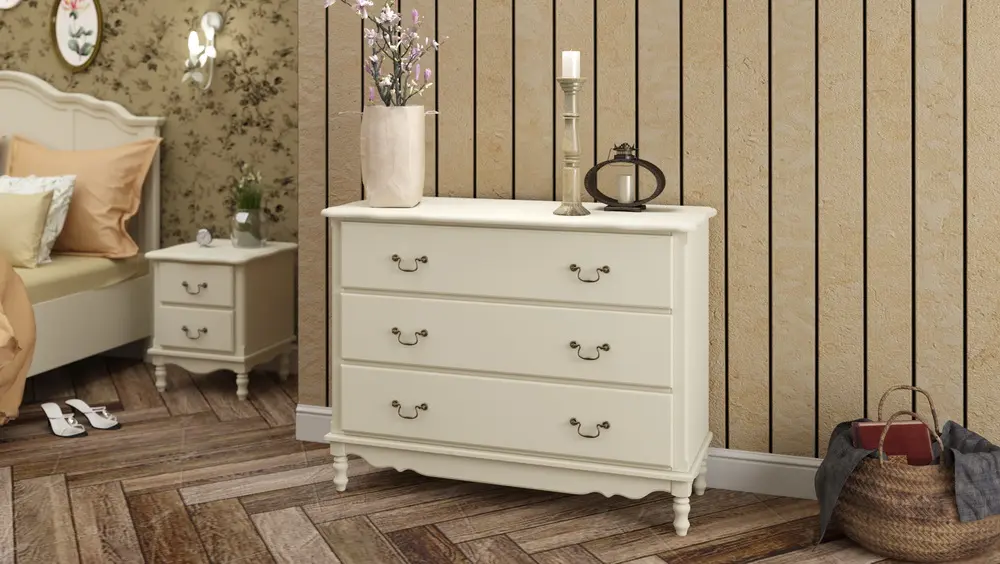 Комод с 3 ящиками белый Верден