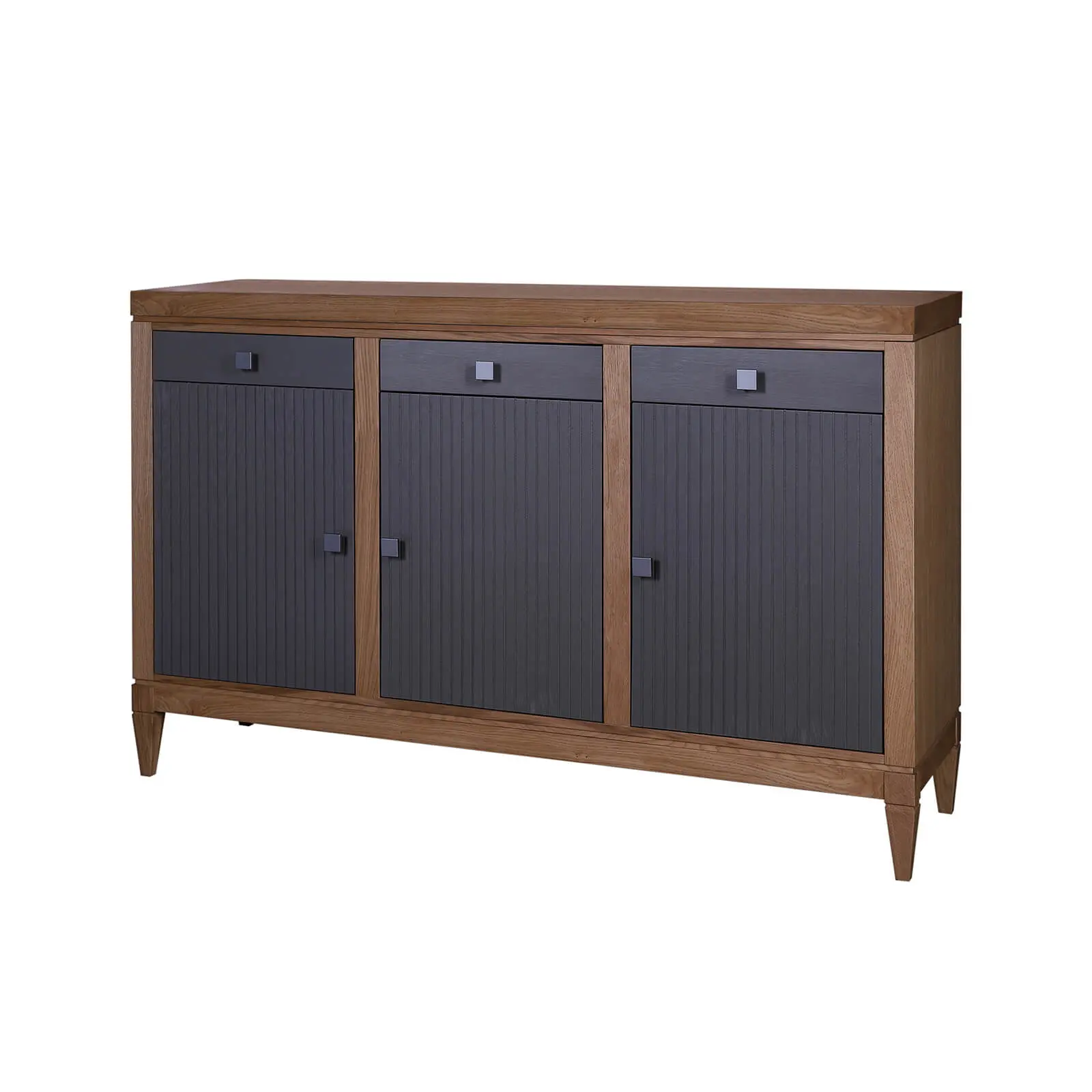 (4.2.6) Комод массив дуба Фокстрот 333C рельеф (дуб натуральный-бетон-дуб натуральный)