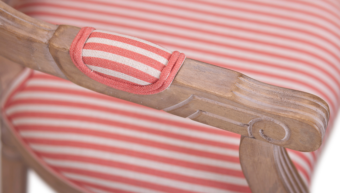 Мягкий стул с подлокотниками Volker Arm Pink Pinstripe