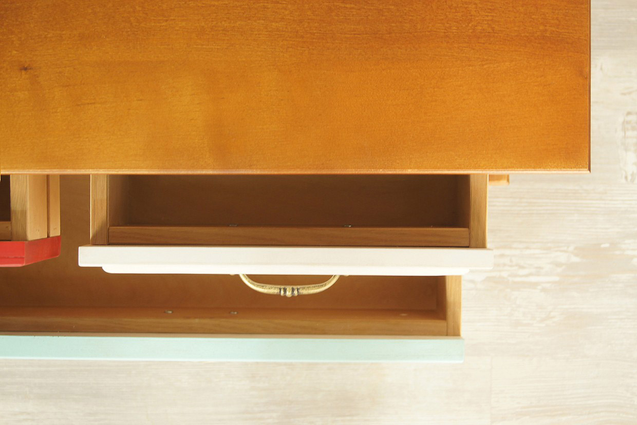 Комод с 5 ящиками из березы «Gouache Birch» горизонтальный арт M10526ETG/1