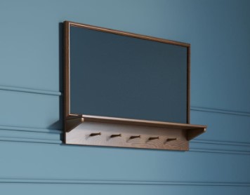 Зеркало массив "Bruni" с полочкой