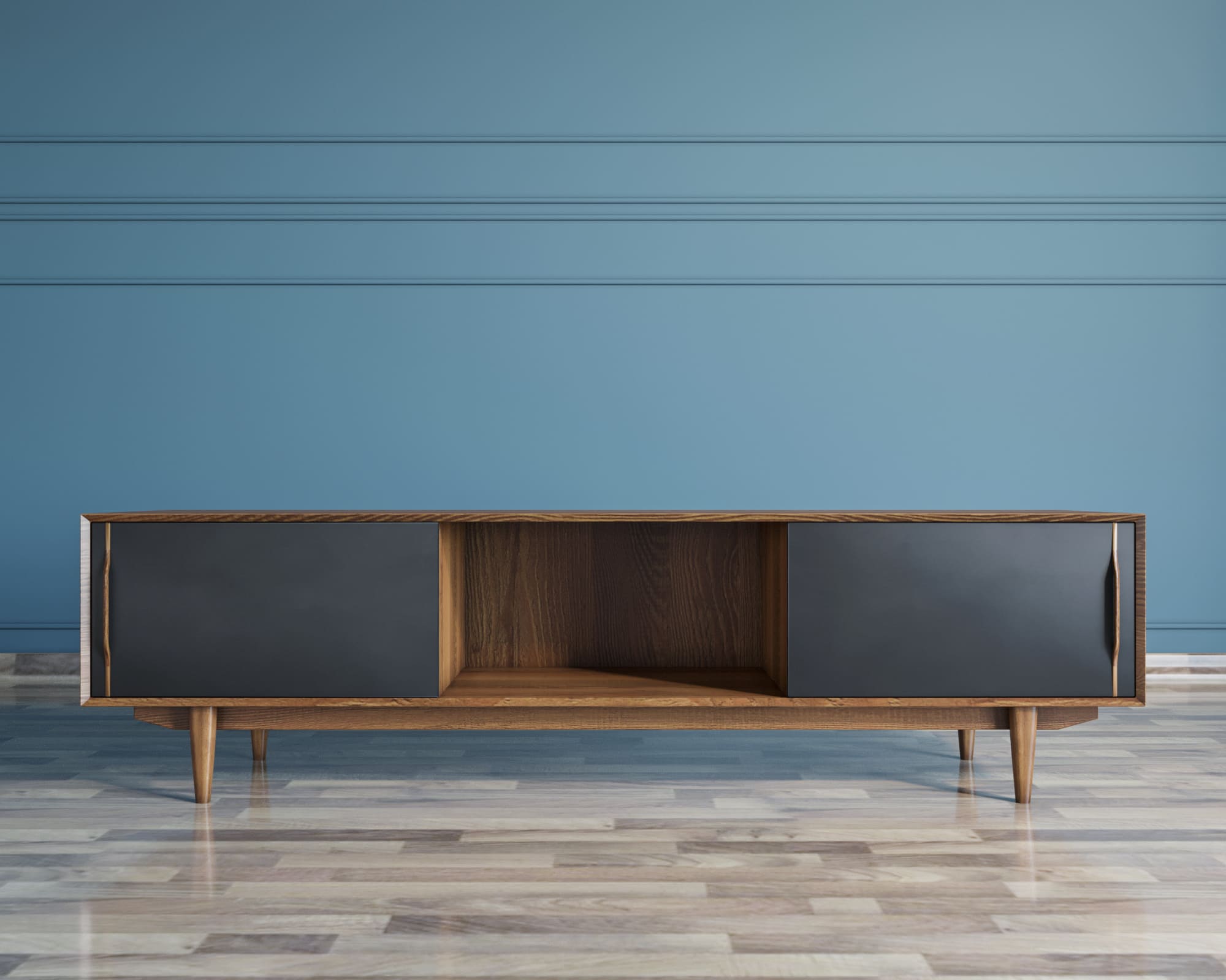 Консоль под TV массив дерева в Скандинавском стиле "Bruni Black"