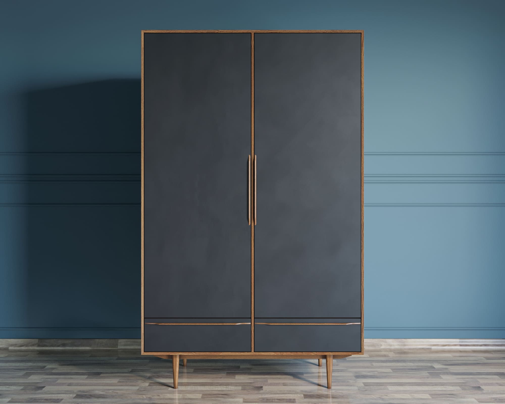 Шкаф двустворчатый "Bruni Black" с двумя ящиками