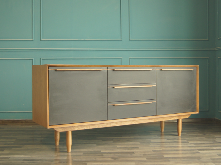 Комод с дверками "Bruni Black" с тремя ящиками и дверками