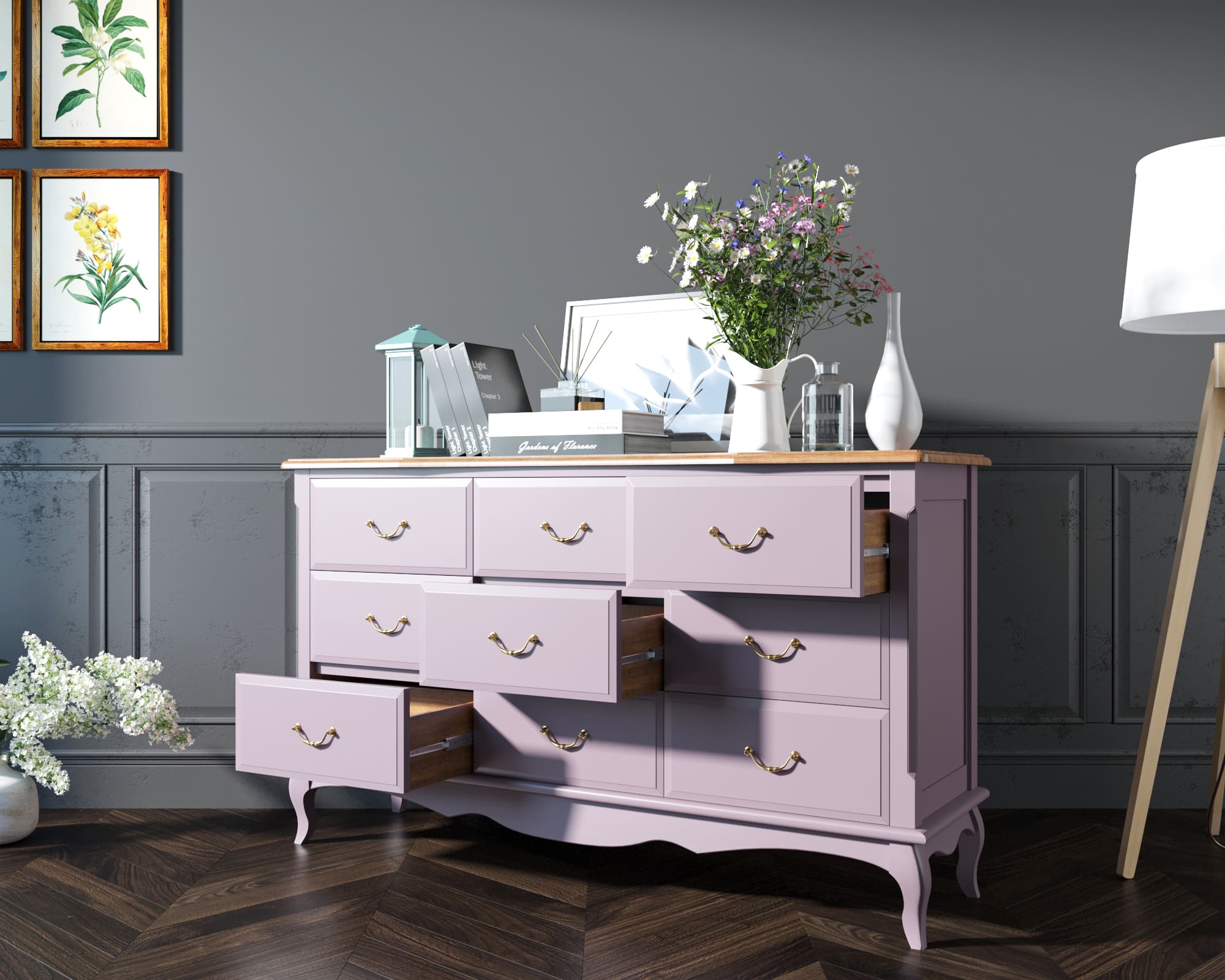 Комод Leontina Lavanda на девять ящиков арт ST9379L