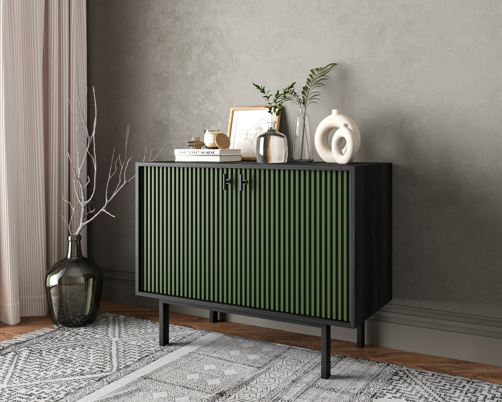 Комод с двумя дверками "Emerson" арт EM02/green/L