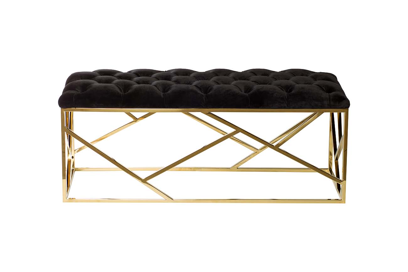 GY-BEN7835GOLD-BL Банкетка велюр черный/золото