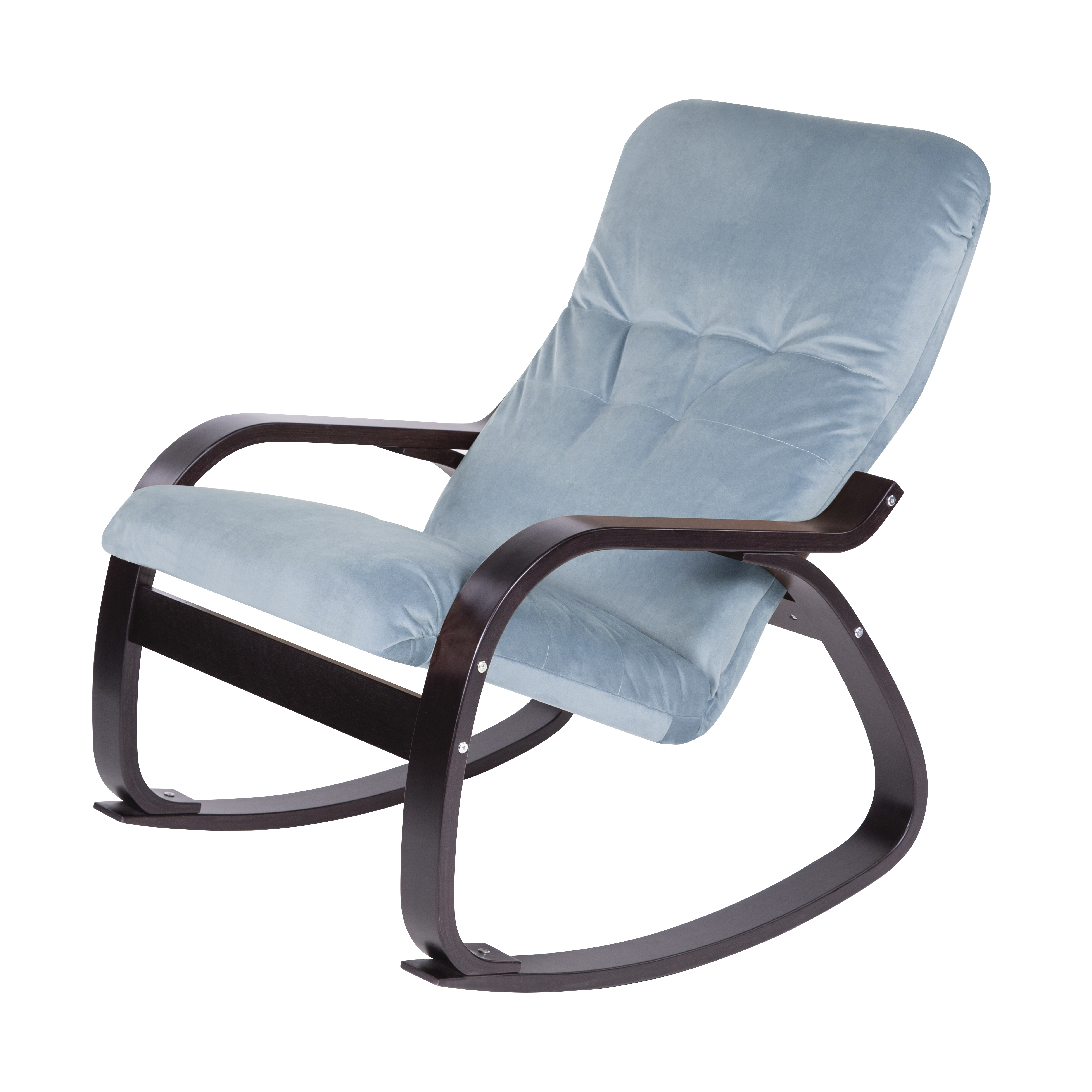 кресло-качалка Сайма фреш 11 голубой каркас Орех