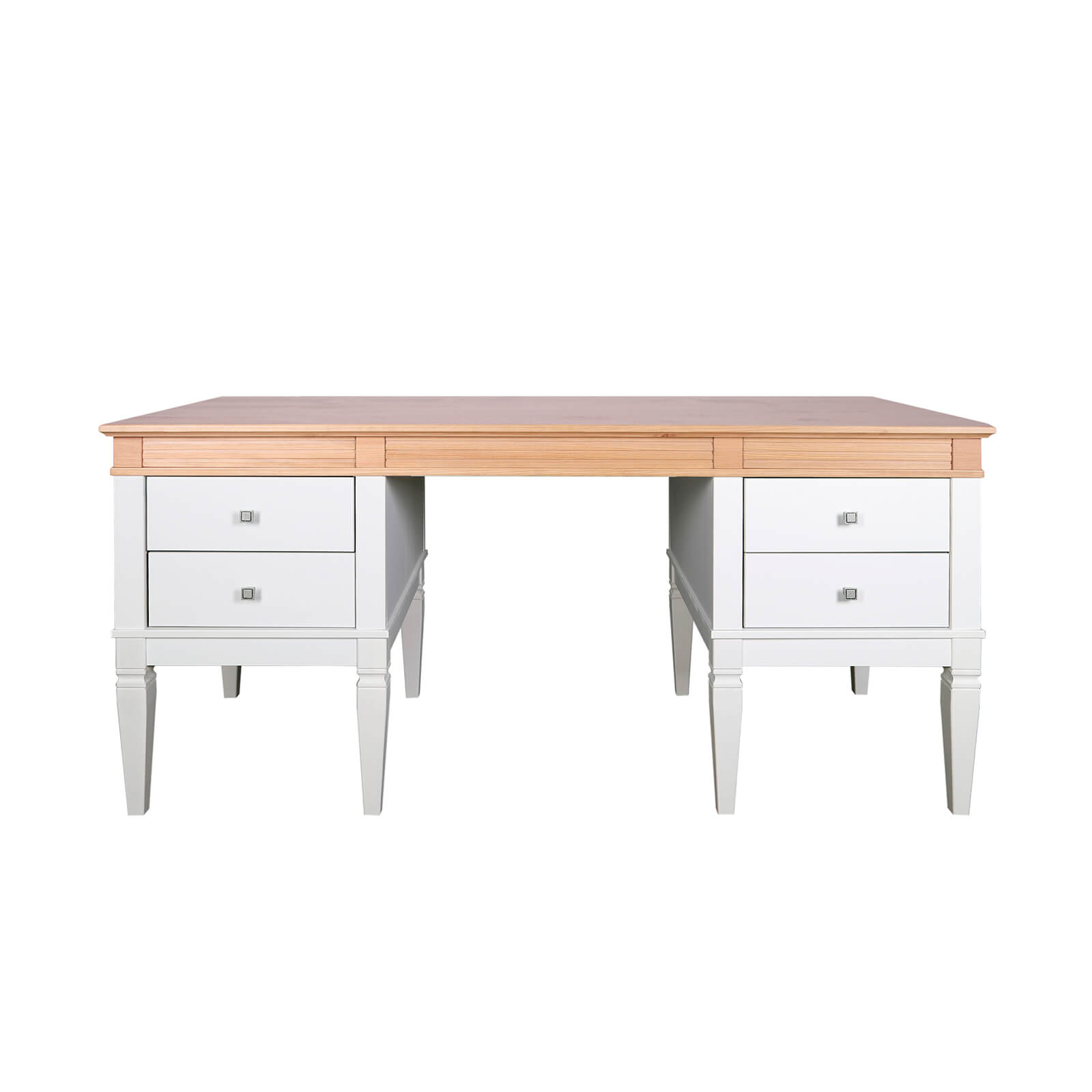 Стол письменный белый массив «Ольса» 204 (белый лак/антик 24)