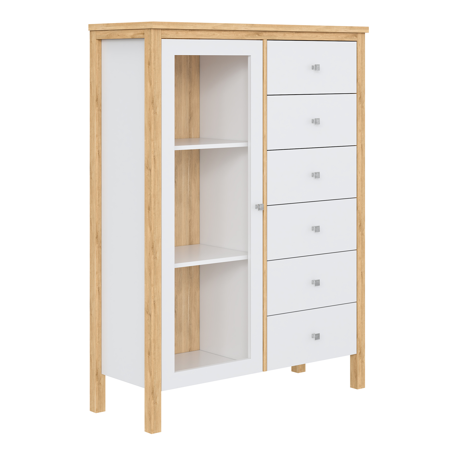 Тумба массив сосны Вояж-16 (Белый лак + антик №24)