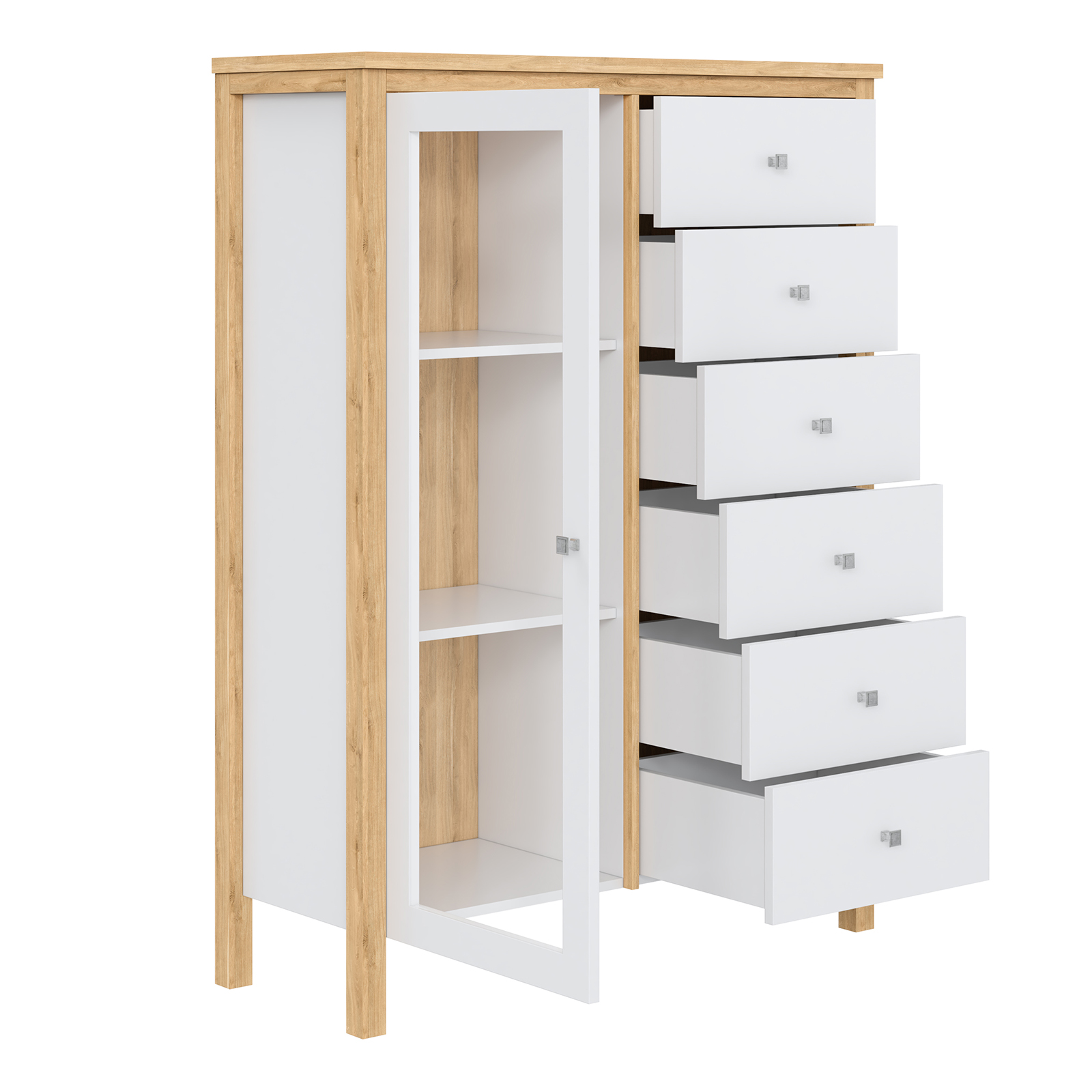 Тумба массив сосны Вояж-16 (Белый лак + антик №24)