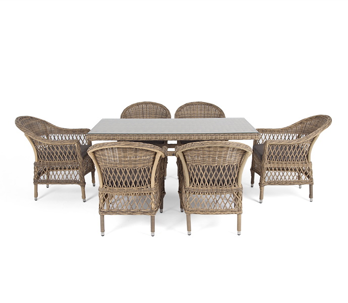 "Амантино" обеденная группа из искусственного ротанга на 6 персоны, цвет соломенный