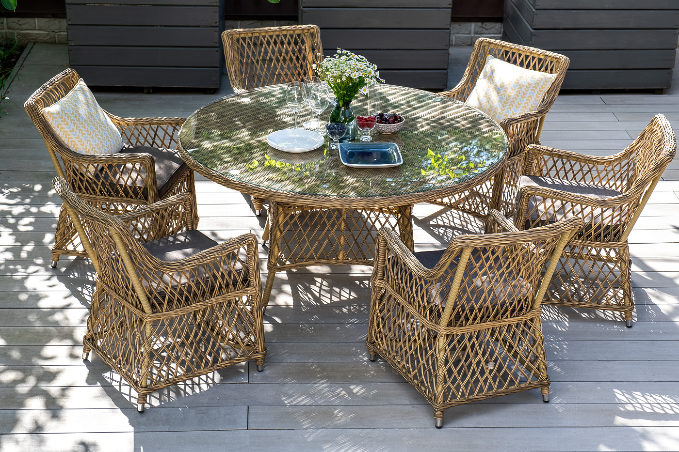 "Эспреззо–150 L" обеденная группа плетеная, цвет соломенный