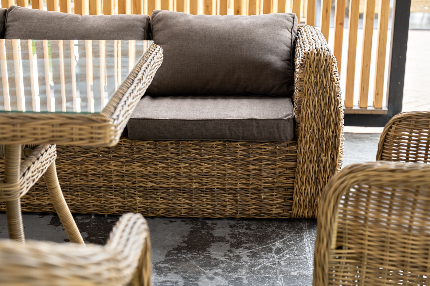 "Клиари" диван из искусственного ротанга (гиацинт) трехместный, цвет соломенный