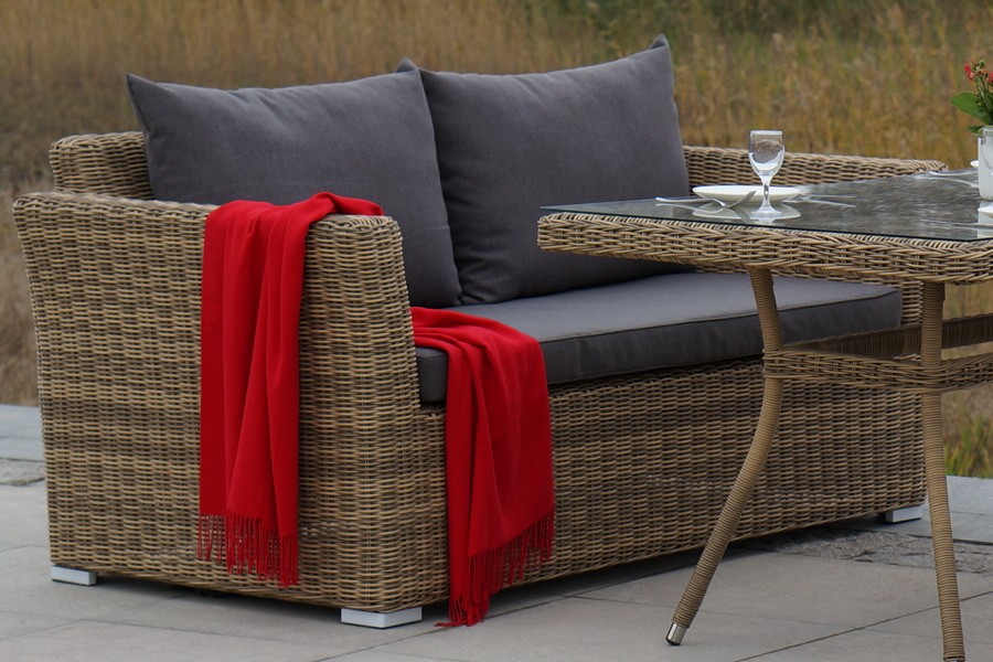 "Капуто" диван из искусственного ротанга двухместный, цвет соломенный