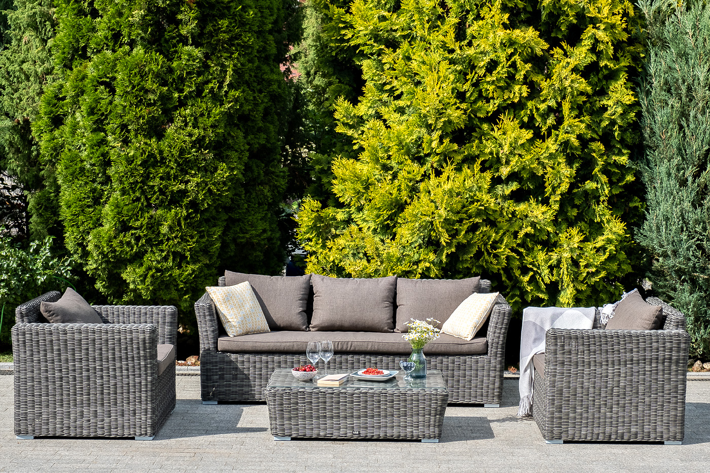 "Капуто" диван из искусственного ротанга трехместный, цвет графит