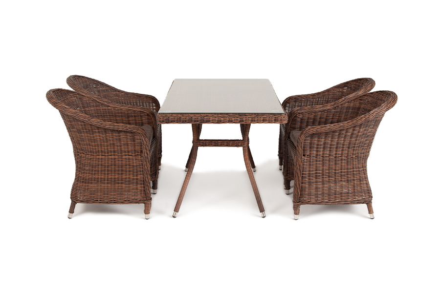 "Латтини–140 R" обеденная группа плетеная, цвет коричневый