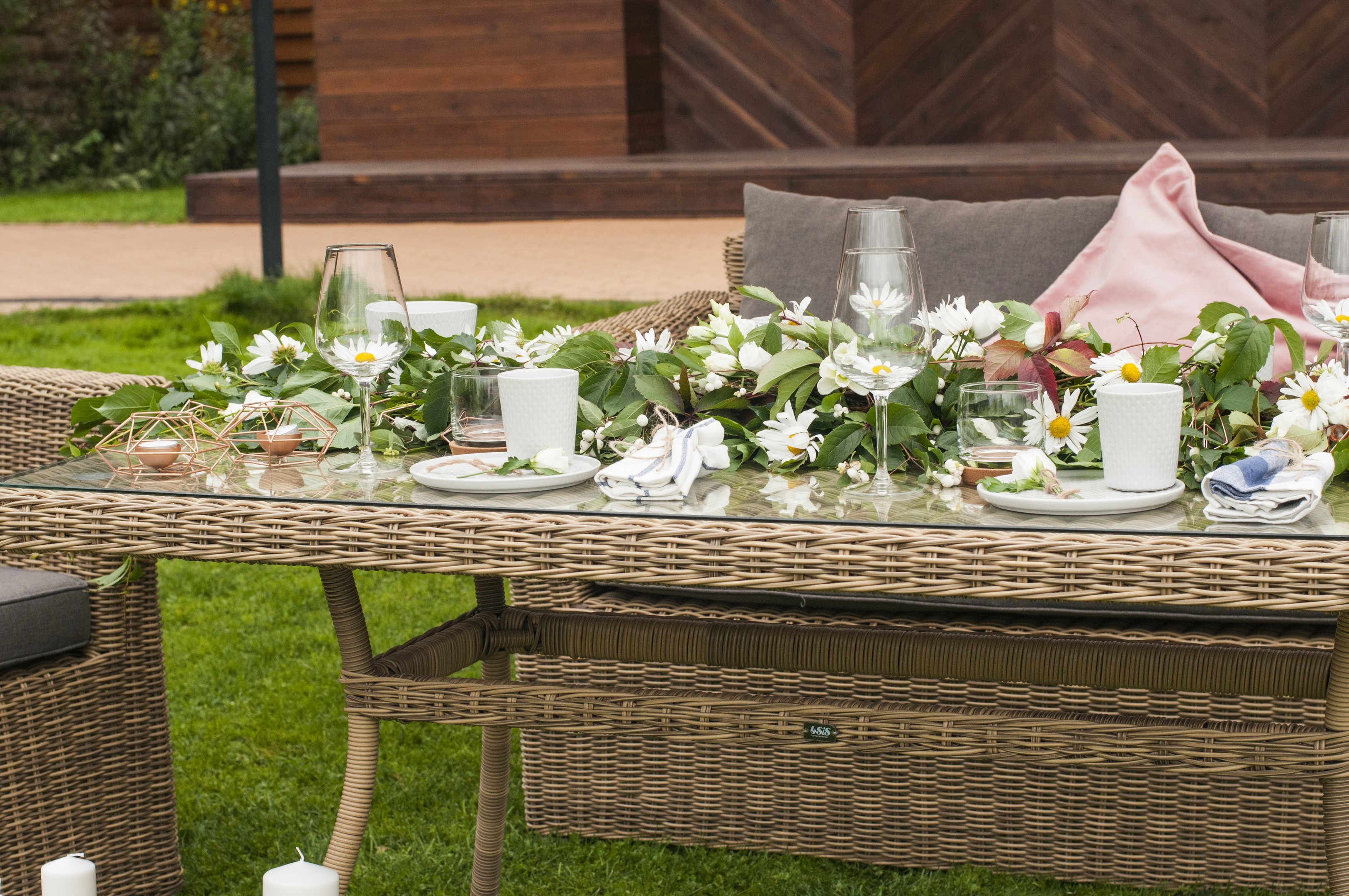 "Латтини" плетеный стол из искусственного ротанга 200х90см, цвет соломенный