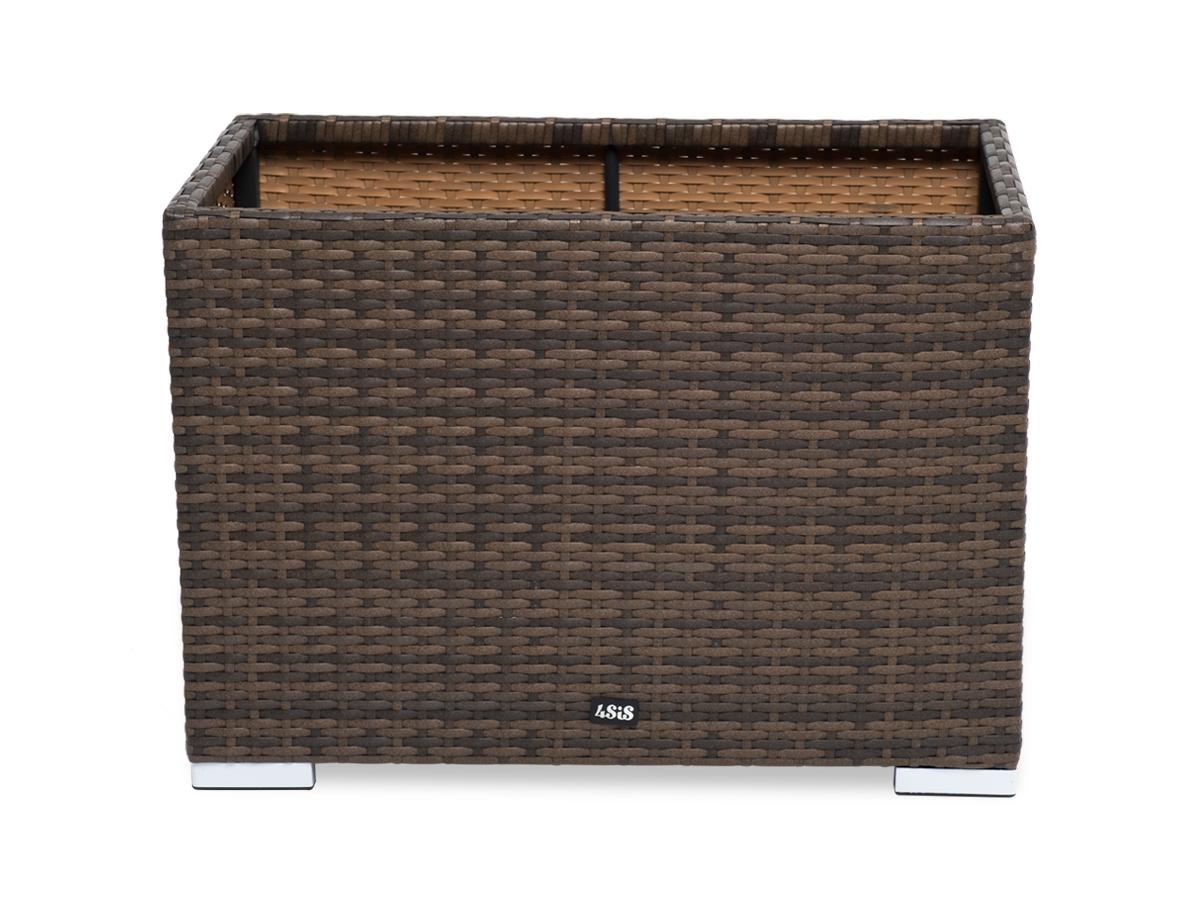 "Лунджи" кашпо для цветов большое плетеное из искусственного ротанга, цвет коричневый