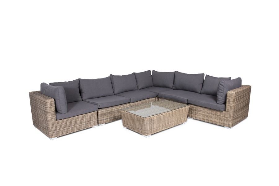 "Лунджи" модуль диванный прямой с подушками, цвет соломенный