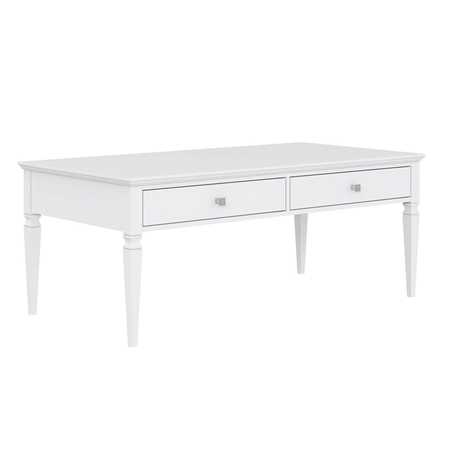 Стол журнальный 2 ящика "Ольса" 02 (белый лак)