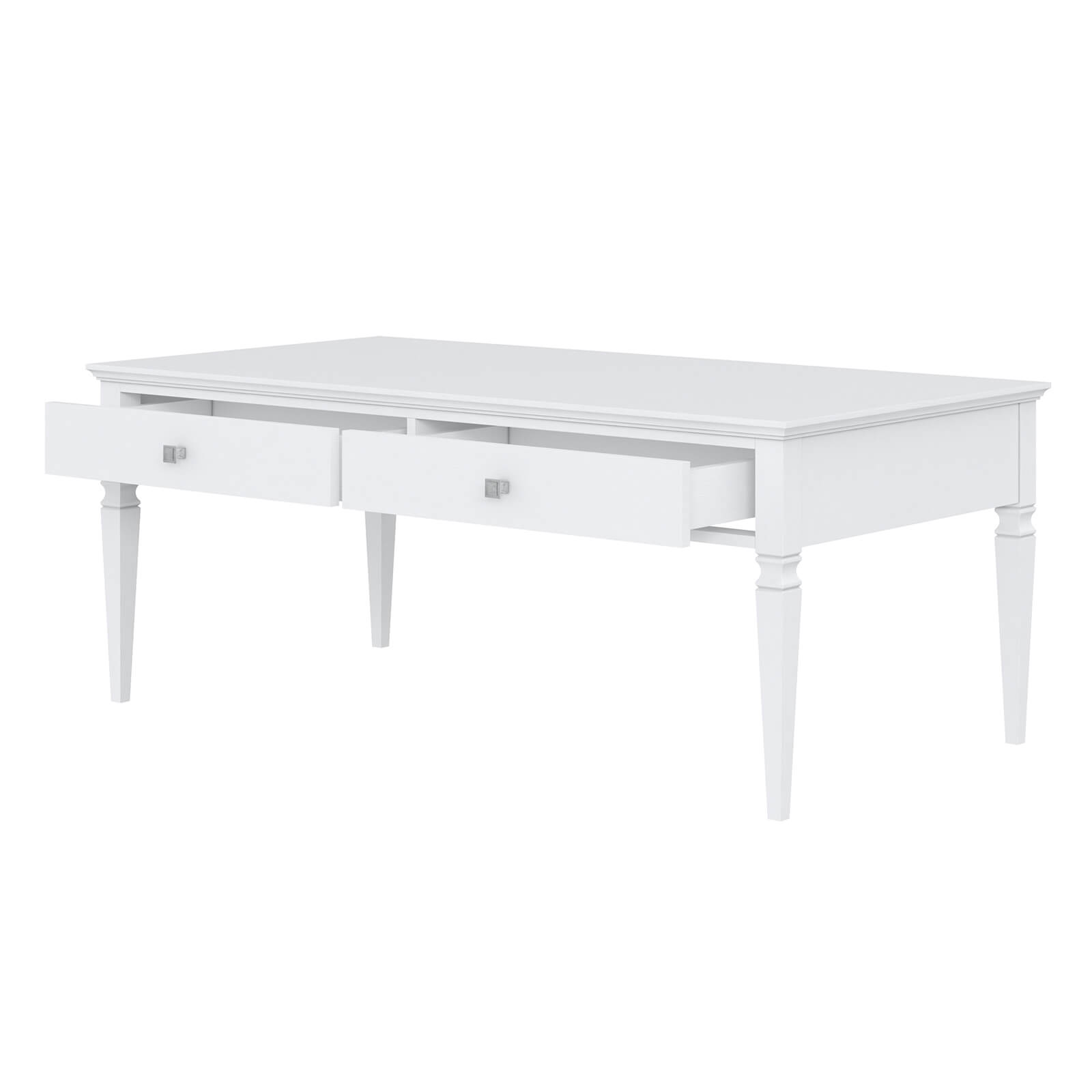 Стол журнальный 2 ящика "Ольса" 02 (белый лак)