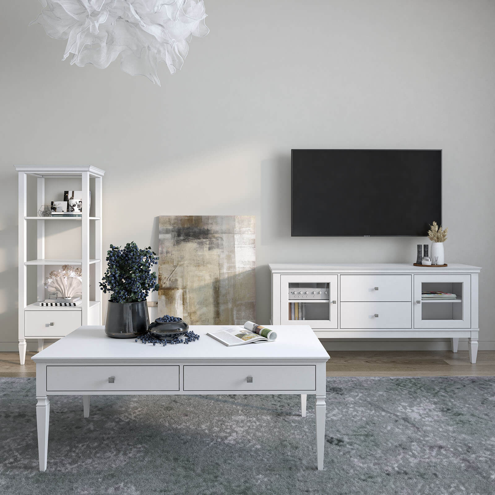 Стол журнальный 2 ящика "Ольса" 02 (белый лак)