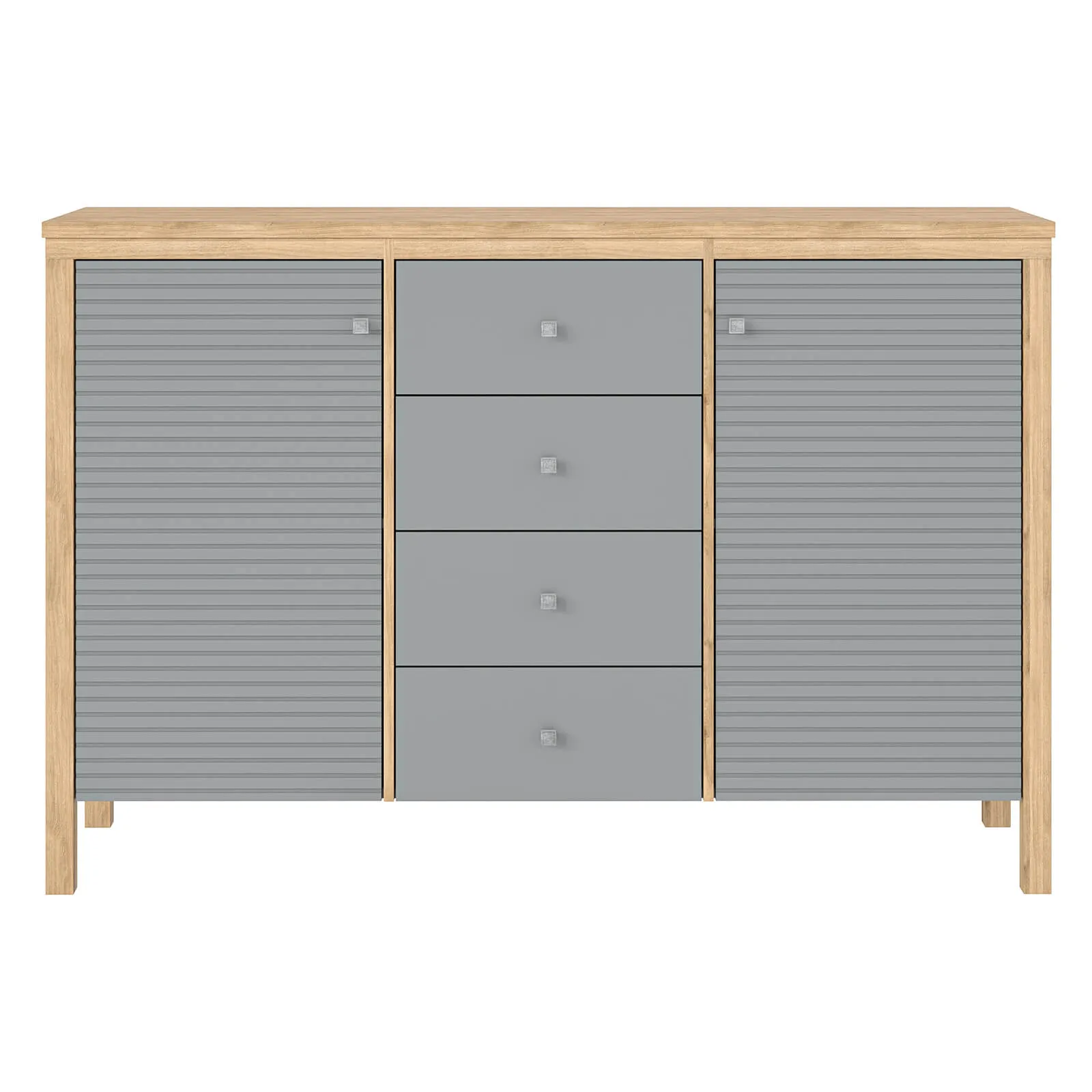 Тумба массив сосны с ящиками Вояж-24-РД (Серый №7042+ антик №24)